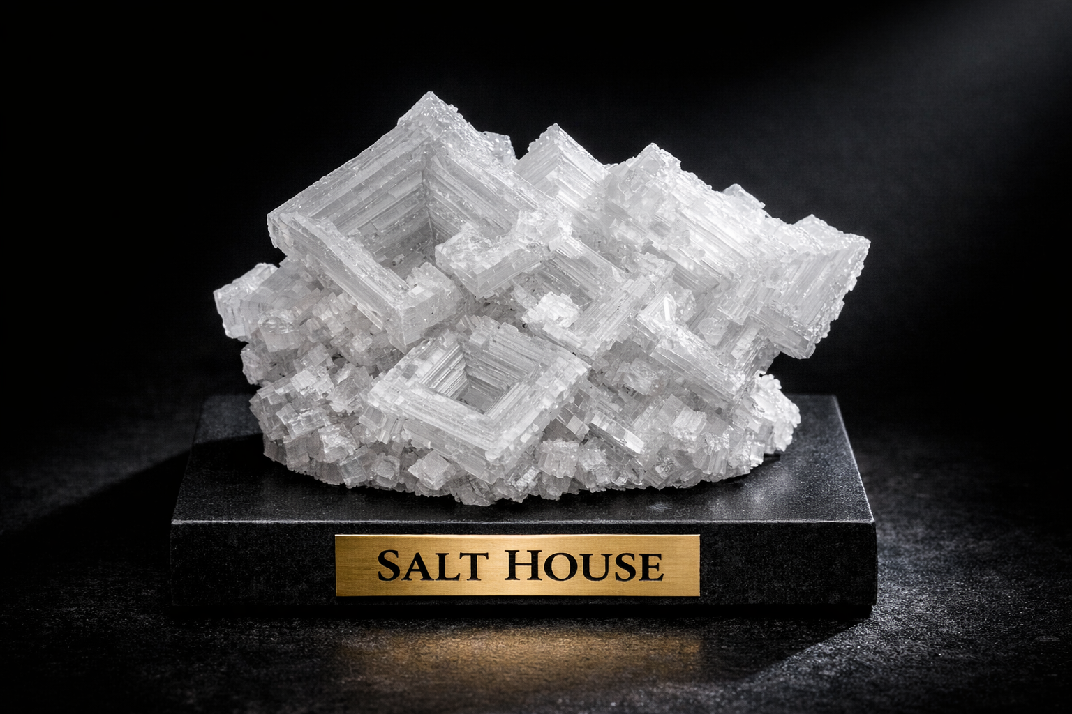 Professional installer measuring illuminated pink salt brick wall with laser tool during Salt House wall construction