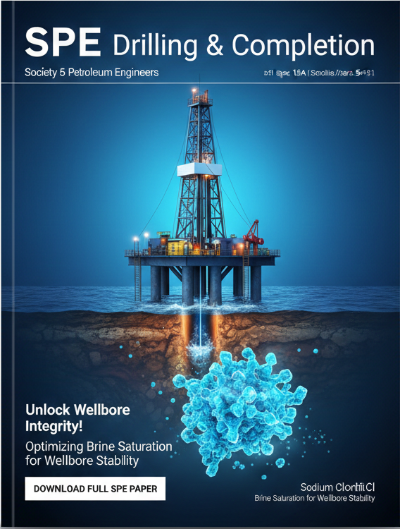 SPE Drilling and Completion journal cover showing global standards for high-purity NaCl in wellbore stability.