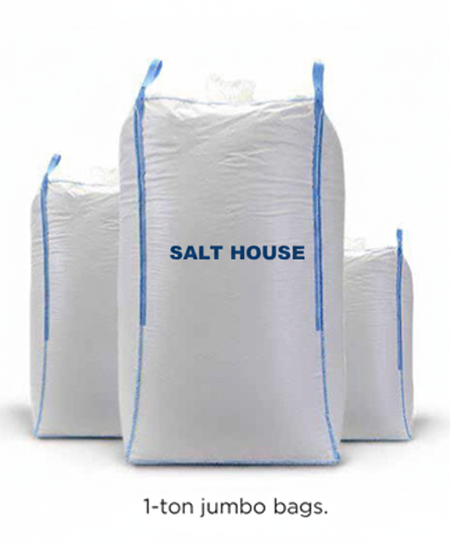 One-ton jumbo bags of premium pink and industrial salt by Salt House for global export.