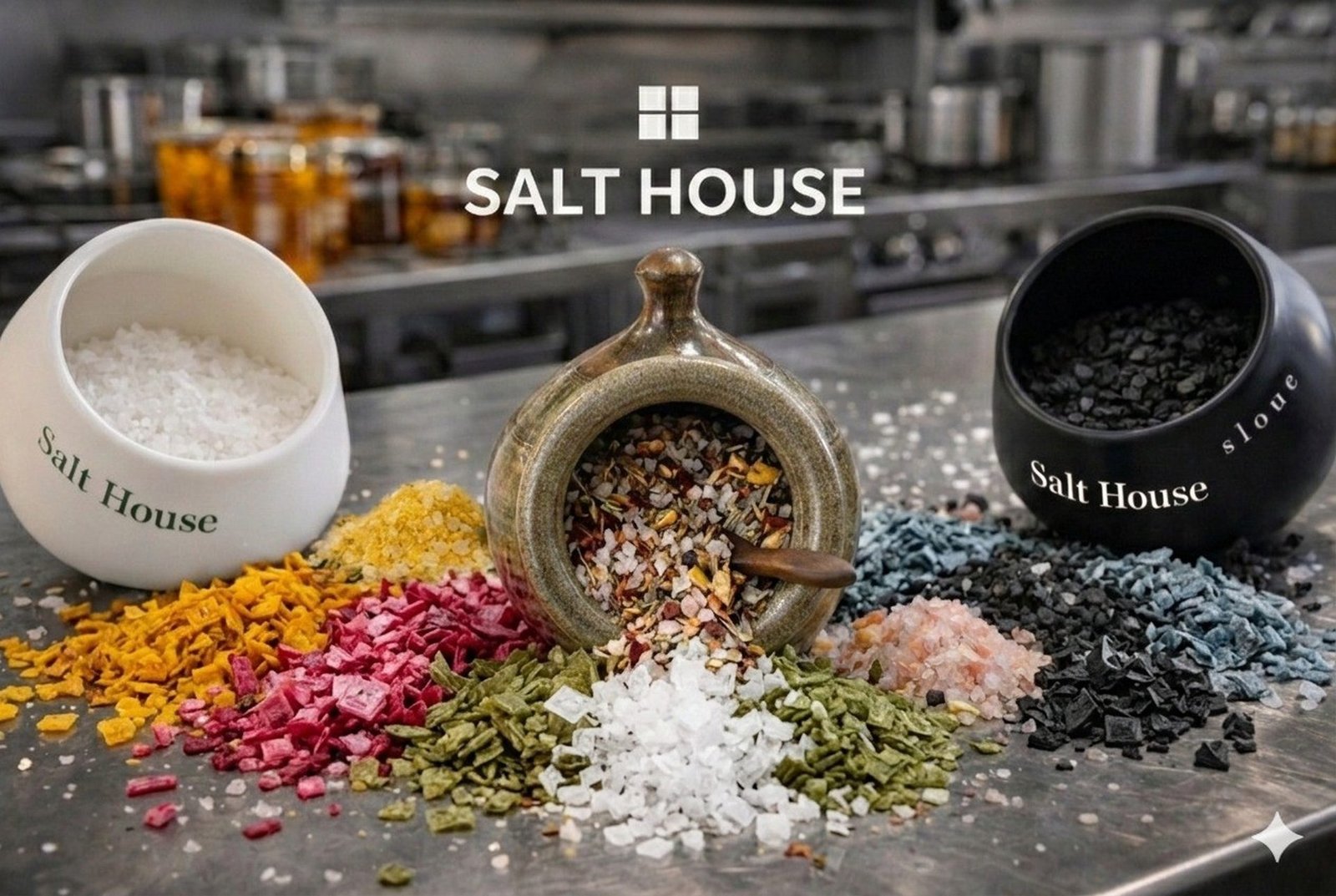 Professional installer measuring illuminated pink salt brick wall with laser tool during Salt House wall construction